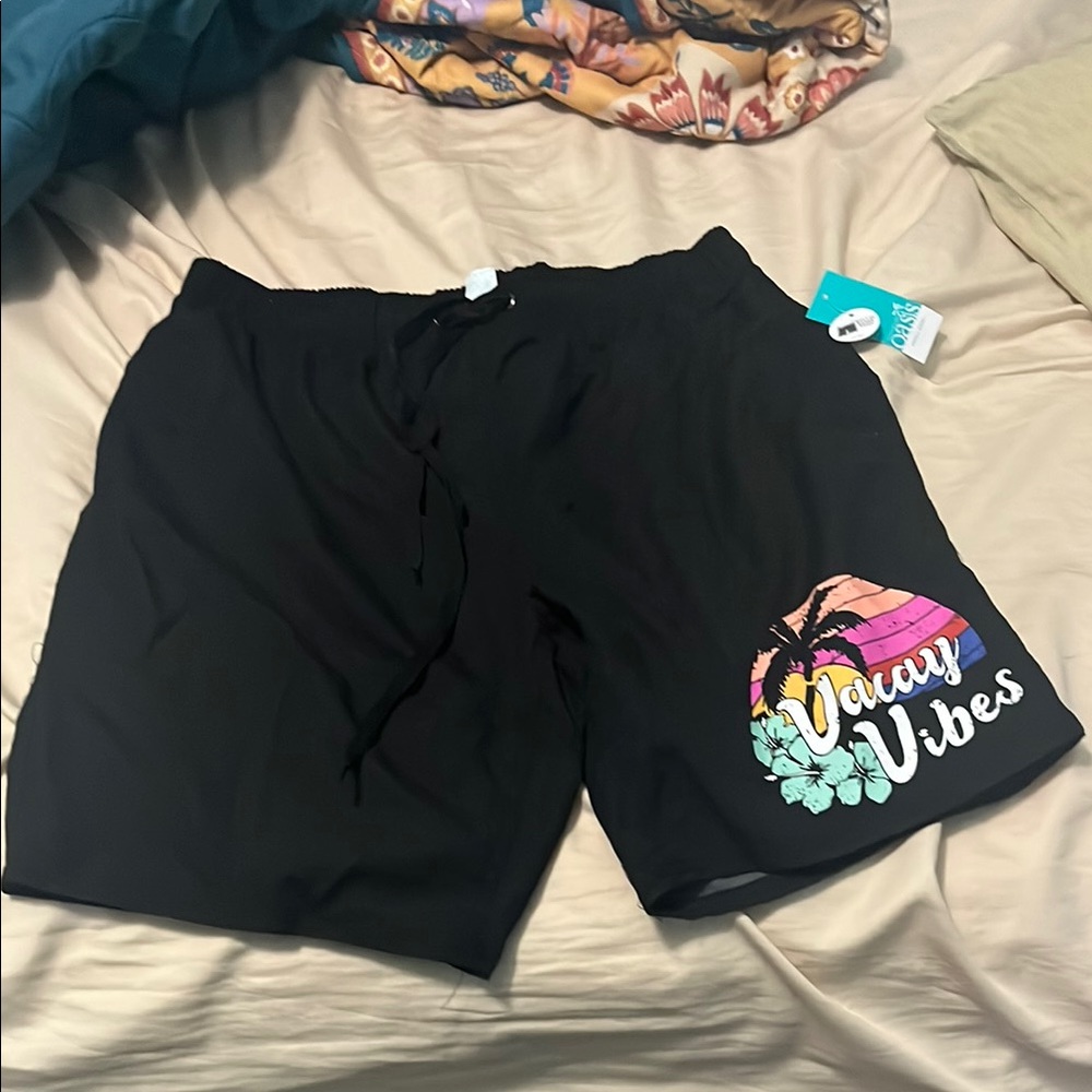 Outdoor Oasis Black Swim Trunks